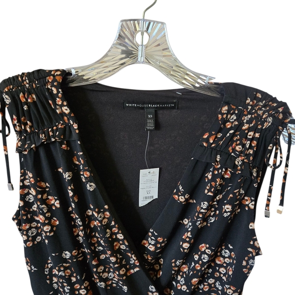 White House Black Market Floral Wrap V Neck Sleeveless Top Blouse XS - Picture 4 of 12